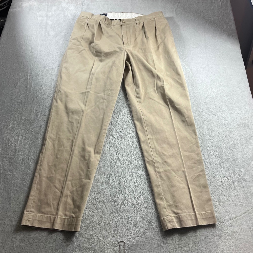 Polo Ralph Lauren Ethan Pant Mens 36x32 Tan Khaki Pleated Cotton Chinos